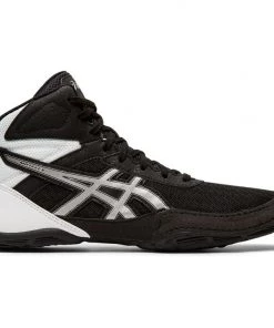 Best deal 🎉 Asics Matflex 6 GS Youth Wrestling 👟 Shoes (Black/Silver) 🌟
