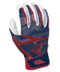 Wholesale 👍 Easton Z7 Hyperskin Baseball Batting Gloves - White / Navy / Red Basecamo ❤️