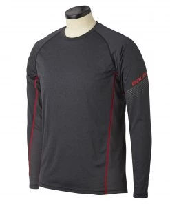 Budget 😀 Bauer Essential Long Sleeve Base Layer Top - Dark Grey (2019) 😀